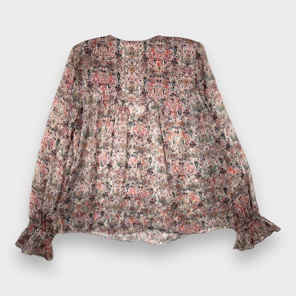 Zadig & Voltaire Taya Mousseline Mini Kaleido Floral Beaded Tunic Blouse Size S - Picture 11 of 16